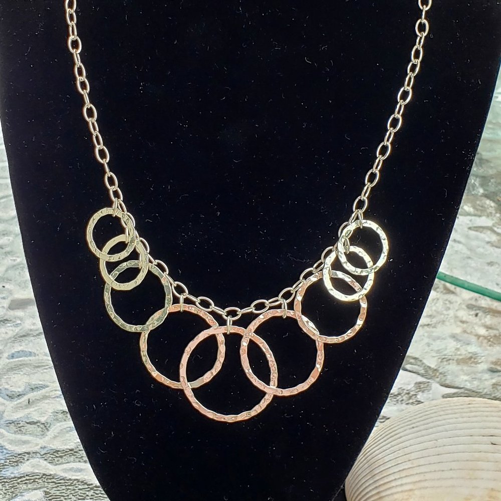 Hammered Sterling Graduated Circle Necklace